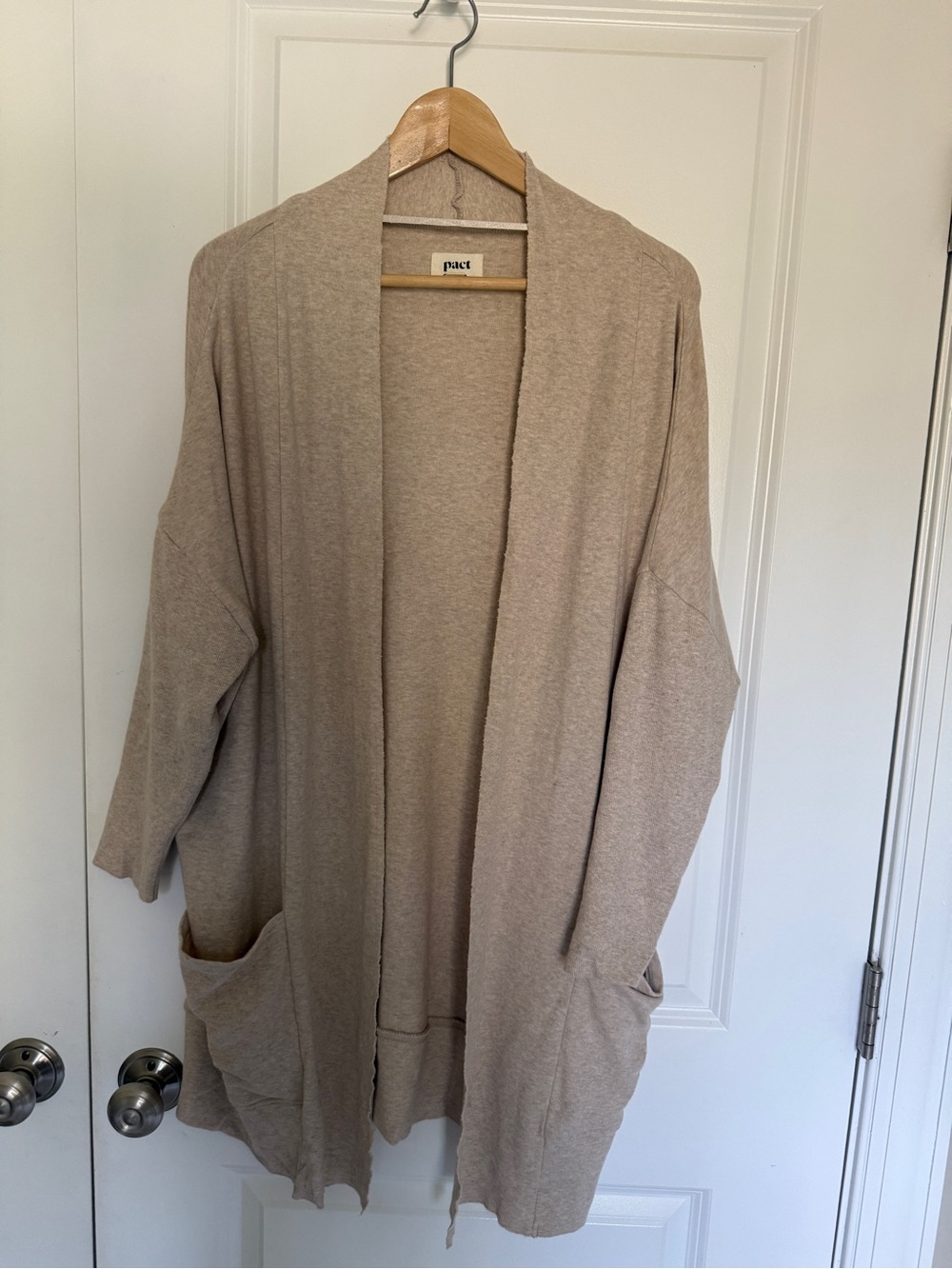 Pact Airplane Open Front Pocket Cardigan - Heathered taupe
